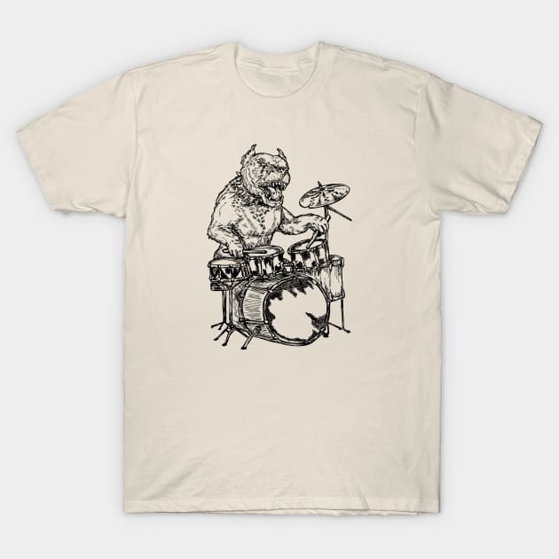 SEEMBO Pitbull Playing Drums Drummer Musician Drumming Band T-Shirt by SEEMBO